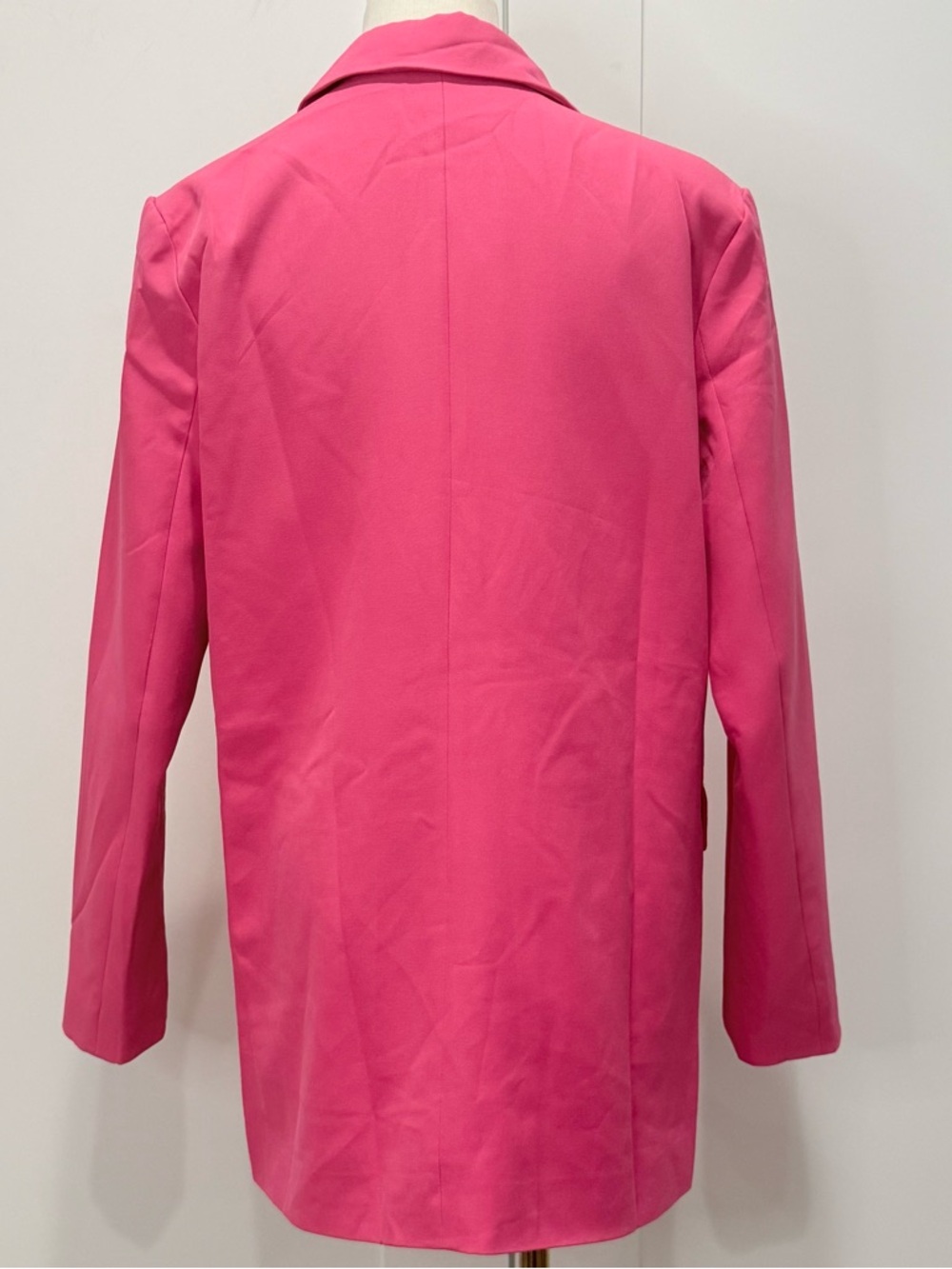 Fore Hot Pink Oversized Blazer Small Double Breasted Barbie Work Chic Statement - Picture 3 of 9